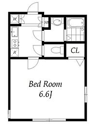 シエロII 2階1Kの間取り