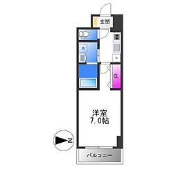 アーバンパーク田辺 1Kの間取図画像