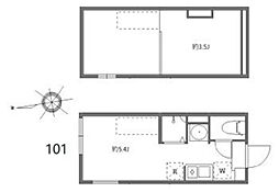 ブリスガーデン ワンルームの間取図画像