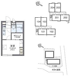 レオパレスカメリア2 1Kの間取図画像