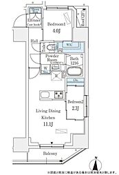 プライムブリス深川住吉 2LDKの間取図画像