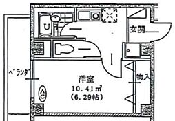 コスモハイム 4階1Kの間取り