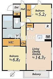 ニューノース弐番館 2LDKの間取図画像