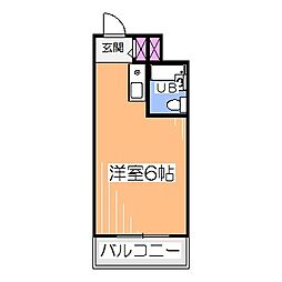ヒルズ大野芝 ワンルームの間取図画像
