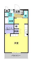 シャルテハイム ワンルームの間取図画像