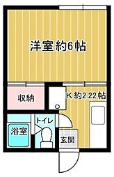 ハイツ井上 2階1Kの間取り