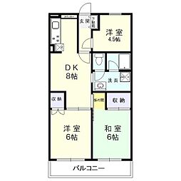 黒田マンション 3DKの間取図画像