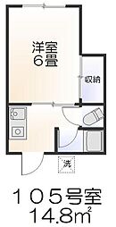 旭コーポ 1Kの間取図画像