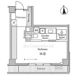 ゲートヒル東京 4階ワンルームの間取り