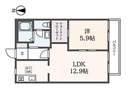 ガイア是政 1LDKの間取図画像