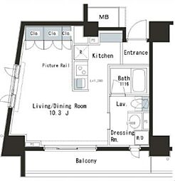 パークアクシス本郷の杜 7階1Kの間取り