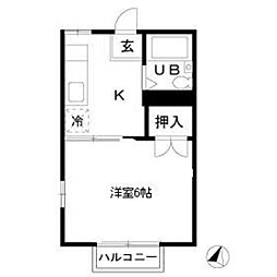 エステートピアウインズ 1Kの間取図画像