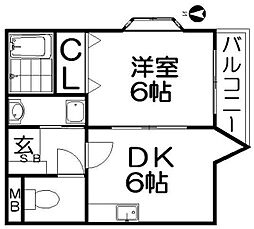 ピコット1 1DKの間取図画像