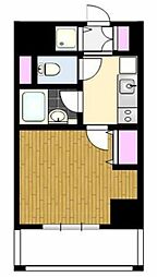 レジディア東品川 3階1Kの間取り