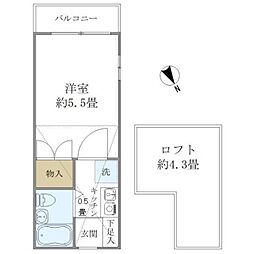 アーデル飛田給 1Kの間取図画像