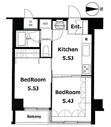 ソサエティ荏原中延 5階2Kの間取り