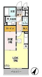 ジャルディネット 1階1LDKの間取り