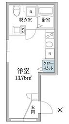 J-ARC早稲田 4階ワンルームの間取り