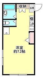 カーサカワナ ワンルームの間取図画像