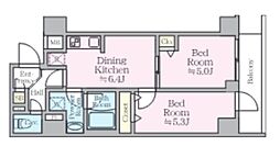 足立区東和2丁目マンション 2DKの間取図画像
