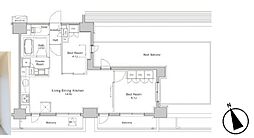 プラウドフラット渋谷富ヶ谷 2LDKの間取図画像