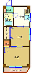 コーポ薄井 2Kの間取図画像