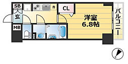 プレサンス神戸セレスティア 9階1Kの間取り