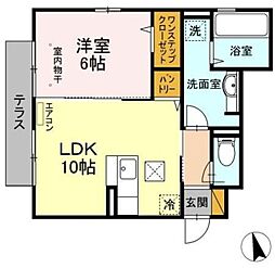 ボヌール 1LDKの間取図画像