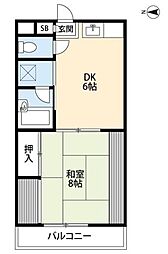 アートフル石神井台 1DKの間取図画像