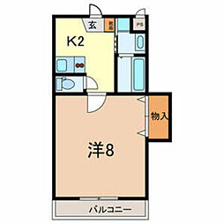 アンソレイユ 1Kの間取図画像