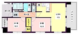 アヴァンセーヌ西新 2LDKの間取図画像