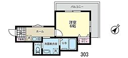 サンス戸塚 1Kの間取図画像