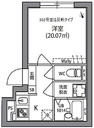 Hi-Five阿佐ヶ谷 3階1Kの間取り