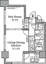 レジディア広尾南 1LDKの間取図画像