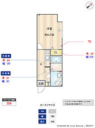 ソレイユエイト赤塚 1Kの間取図画像