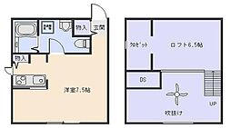 プリマガーデン北谷 ワンルームの間取図画像