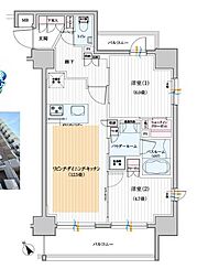 パレステージ聖蹟桜ヶ丘2 1LDKの間取図画像