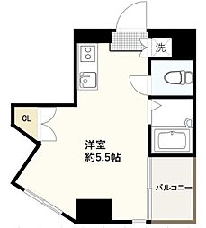 Totsu Residence Shiodome 12階ワンルームの間取り