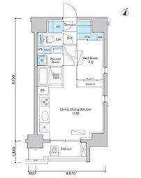 ORSUS板橋本町 1LDKの間取図画像