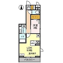 Noblevilla草加西町A 1LDKの間取図画像