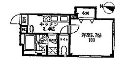 シャレエ千川 1Kの間取図画像