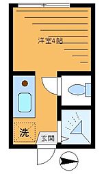 シエスタアイリス 1階ワンルームの間取り