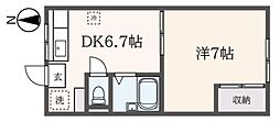 エステートアイ2 1DKの間取図画像