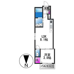 yumaison west 1LDKの間取図画像