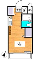 モイスチャーガーデン堀之内1 3階ワンルームの間取り