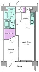 アーバンパーク麻布十番 1LDKの間取図画像