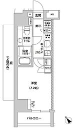 メトロステージ上野 3階1Kの間取り