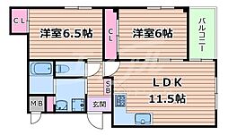 Osaka Metro長堀鶴見緑地線 今福鶴見駅 徒歩5分の賃貸マンション 2階1Kの間取り
