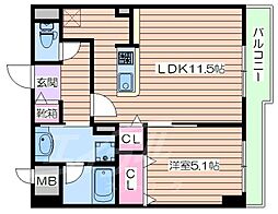 クロシェット関目 1階1LDKの間取り