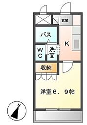 ファーストプレイス 2階1Kの間取り